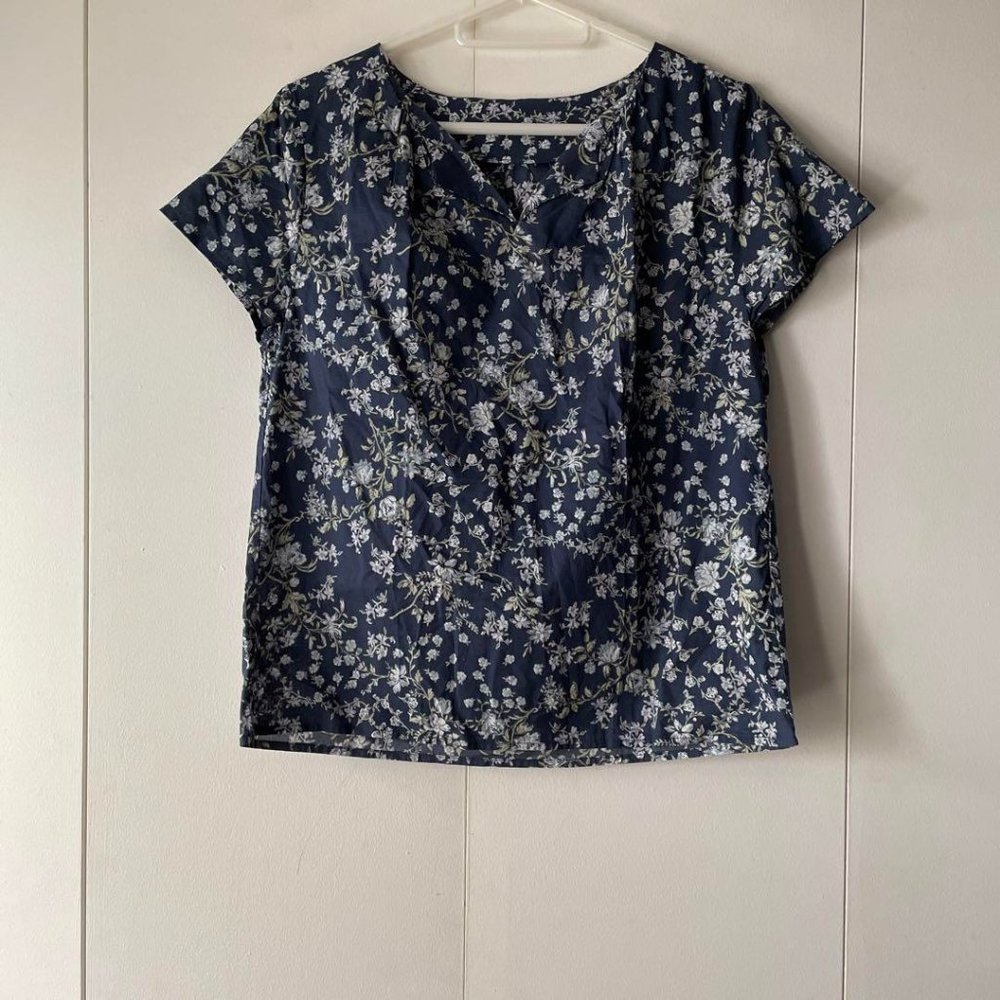 D SIMPLICITE floral pattern blouse shirt cut and sew